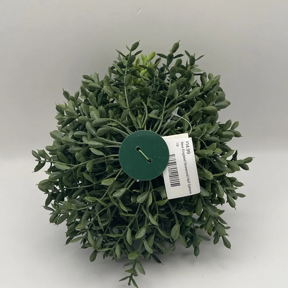 New England Boxwood Artificial Half Sphere Green Faux Topiary Plant Large 6in